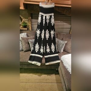 Elegant Black and Cream Wide Leg Jumper